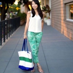 Banana Republic Green Tropical Palm Leaf Pants 0